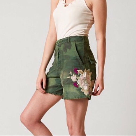Free People Scout Camo Embroidered Shorts - Picture 3 of 8